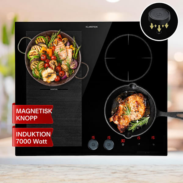 MagniChef 60 cm induktionshäll med 4 kokplattor, svart - 10041381