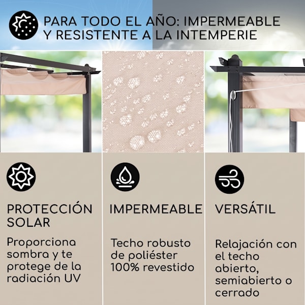 Pantheon Pergola 3x6m Pérgola Negro/Crema