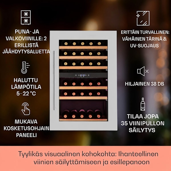Vinsider 60cm 41 Pulloa Viinikaappi 2 Vyöhykettä Hopea - 10045812