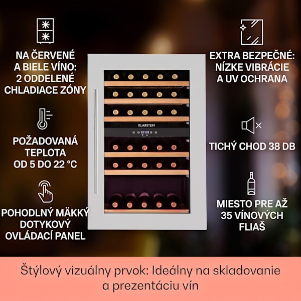 Vinsider 60cm 41 Fliaš Vstavaná Vinotéka Dvojzónová Strieborná