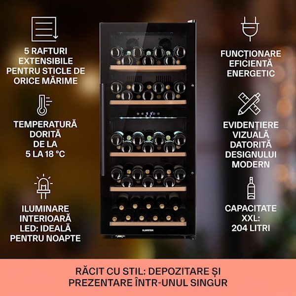 Barossa 91 de Sticle Răcitor de Vinuri încorporabil cu 2 Zone Negru