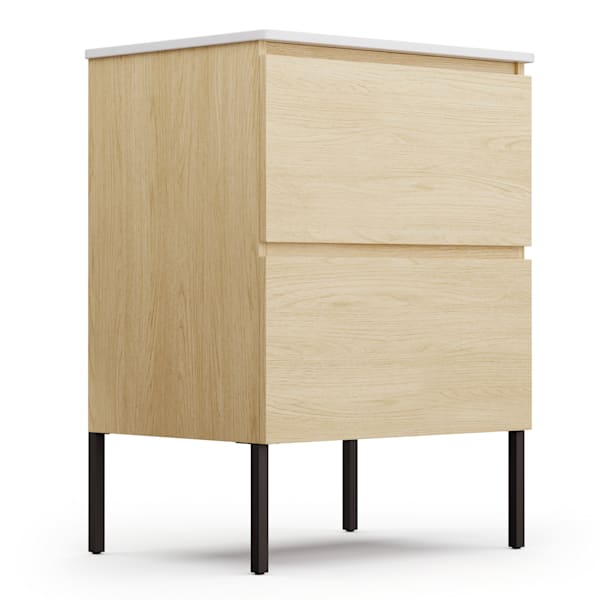 Johnstone portalavabo, mobiletto per il bagno, armadietto da bagno, 60 cm, con lavabo in ceramica, funzione soft close, 2 cassetti, pratico spazio per riporre gli oggetti, legno naturale - 10045844
