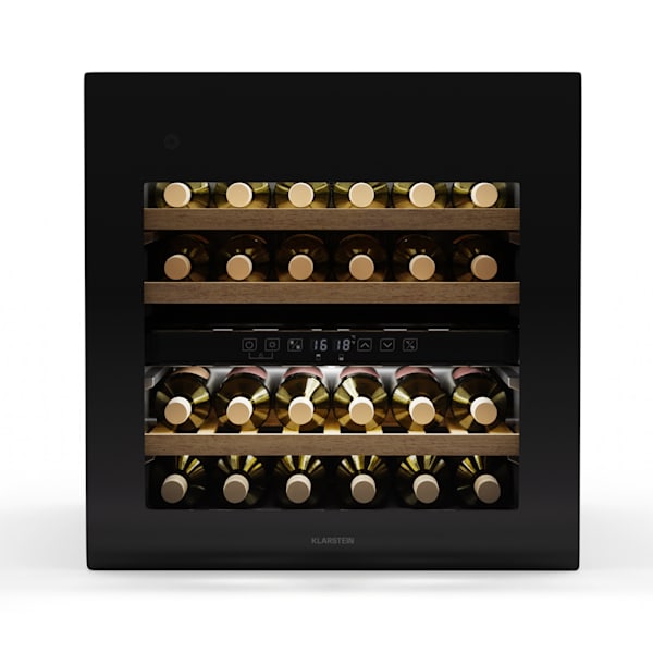 Rhone 60cm 36 Botellas Vinoteca Bajo Encimera 2 Zonas Negro