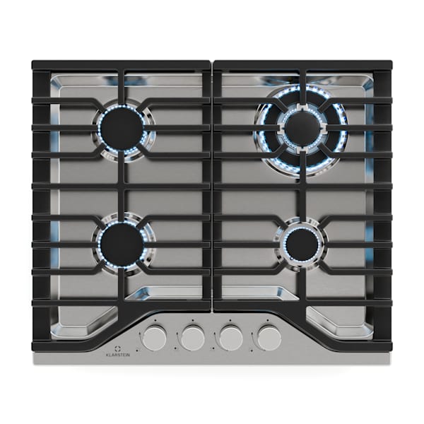 Turbocast 60cm Plynová varná deska 4 hořáky Stříbrná - 10046700