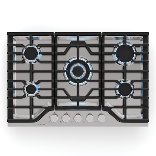 Turbocast 75cm Plynová varná deska 5 hořáků Stříbrná - 10046701