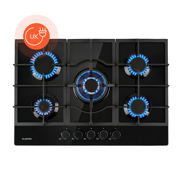Ignito 75cm Gas hob 5 burners Black - 10047668