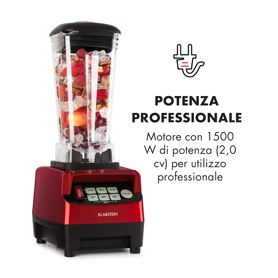 Klarstein Herakles 5G Kitano Frullatore Set Coltelli 1500W Senza BPA 2l / 7  Coltelli