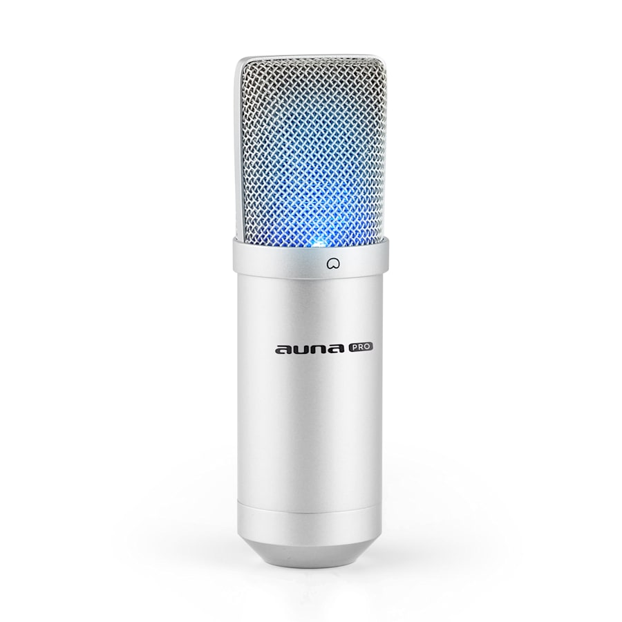 auna MIC-900BL Set per Microfono USB V5 Condensatore Filtro Antipop Schermo  Braccio Blu