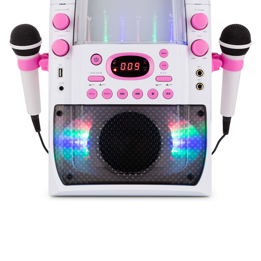 auna Kara Liquida DazzlSet karaoké lecteur CD USB MP3 + 2 micros - rose