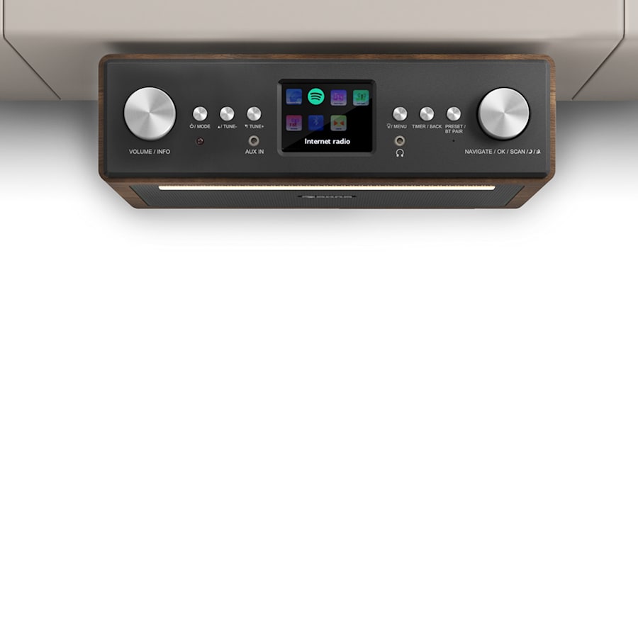 Connect Soundchef MKII radio de cocina bajo mueble, manos libres Bluetooth, luz ambiental, pantalla TFT en color de 2,4, WiFi, Spotify Connect, radio por Internet DAB+/FM/, entrada AUX