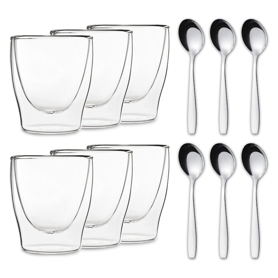 Bicchieri Termici De'Longhi DLSC325 - Set 2 Pezzi In Vetro Borosilicato, Doppia Parete, 300ml