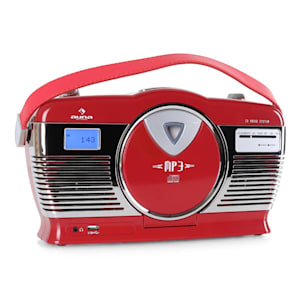 RCD-70 Radio retro FM USB CD pilas rojo
