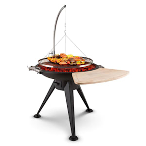 Delion Galgen-Schwenkgrill Feuerschale Ø80cm Hochfuß Seilzug Edelstahl