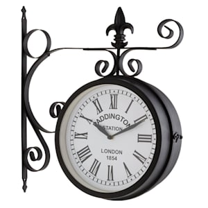 Paddington Wanduhr Bahnhofsuhr Gartenuhr 41x45x11cm Vintage
