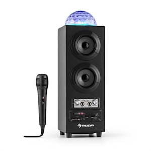DiscoStar Black portabler 2.1-Bluetooth-Lautsprecher USB Akku LED Mikro