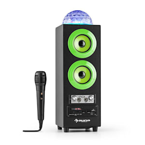 DiscoStar Green Enceinte portable Bluetooth 2.1 USB SD UKW AUX LED -verte
