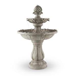 Bird Bath Garden Fountain Solar Powered Concrete Stone Look60x90cm 3W