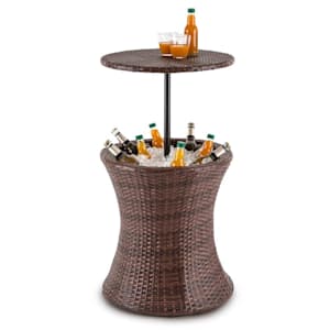 Beerboy mesa de jardín enfriador de bebidas Ø50cm poliratán bicolor marrón