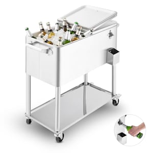 Springbreak2000chariot-bar glacière chariot frigorifique de terrasse 80L - inox