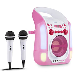 Kara Illumina Karaokeanlage CD USB MP3 LED-Lichtshow 2x Mikrofon mobil
