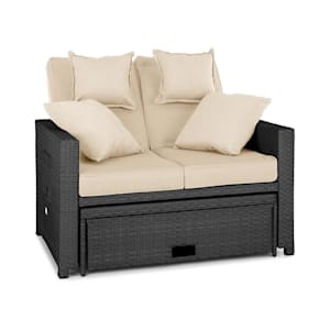 Komfortzone Rattan-Lounge-Sofa Zweisitzer Polyrattan Klapptische