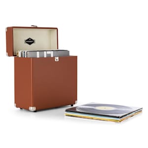 TTS6 Record Case Valigetta Porta Dischi Pelle Nostalgia 30 LPs marrone