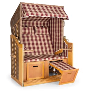 Hiddensee Cabina Sdraio XL 2 Posti a scacchi rosso/bianco