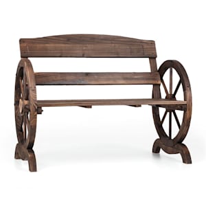 Ammergau Gartenbank Wagenrad Holzbank 108x65x86cm Tannenholz geflammt