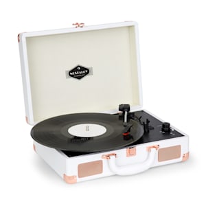 Nostalgy by auna Peggy Sue Tocadiscos retro LP USB AUX blanco/aspecto de oro rosado