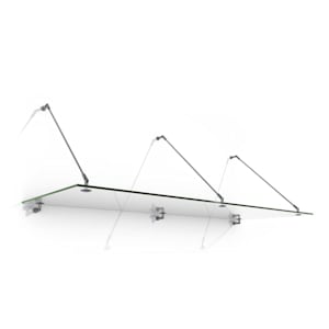 Skygate 250 Tettoia in Vetro per Porta 250x90 Acciaio Inox Vetro Trasparente
