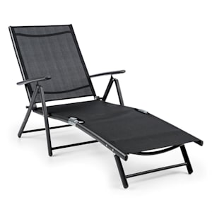 Modena Chaise longue transat 64x85x170cm tubes aluminium/acier - noir