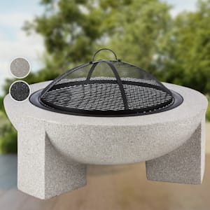 Troja brasero Ø 75cm grille de barbecue pierre reconstituée acier MgO