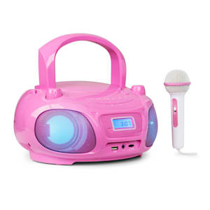 Roadie Sing CD Boombox, radio FM, spettacolo di luci, lettore CD, microfono