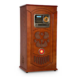 Musicbox Jukebox Tocadiscos Reproductor de CD Bluetooth USB Sintonizador FM Madera