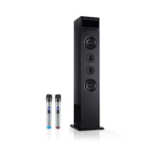 Karaboom 100 Sing Torre de sonido Karaoke 120W máx. Reproductor de CD 2 micrófonos inalámbricos