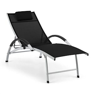 Sun Valley Chaise longue de jardin pliante avec coussin - noir