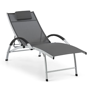 Sun Valley Chaise longue pliante de jardin avec coussin - gris