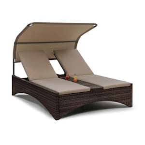 Eremitage Double Lounger tumbona 2 personas aluminio/ ratán marrón