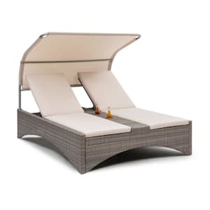 Eremitage Double Lounger tumbona 2 personas aluminio/ ratán Gris topo