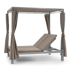Eremitage Double Sunbed tumbona 2 personas marco de aluminio parasol cortina gris topo