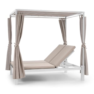 Eremitage Double Sunbed per 2 persone telaio in acciaio tendine parasole crema
