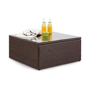 Theia Table Loungetisch Polyrattan Glasplatte braun