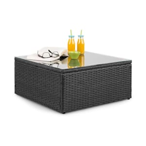 Theia Table Loungetisch Polyrattan Glasplatte schwarz