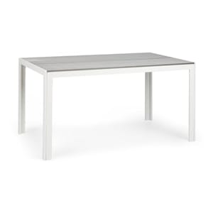 Bilbao Mesa de jardín 150 x 90 cm Polywood Aluminio Blanca/Gris