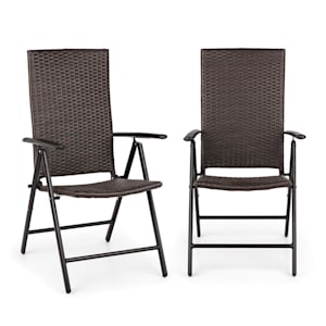 Silla de jardín Blumfeldt Estoril Polyrattan aluminio 8 posiciones Plegable Marrón