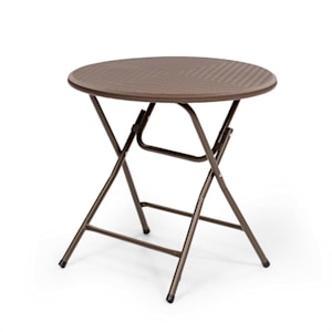Burgos Round Tavolo Pieghevole Polirattan 80 cm Ø 4 Pers. marrone