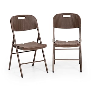Burgos Seat silla plegable set de 2 HDPE acero Aspecto ratán Marrón