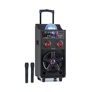 DisGo Box 100 Sistema de megafonía móvil 50W RMS BT ranura SD LEDs Batería USB negro