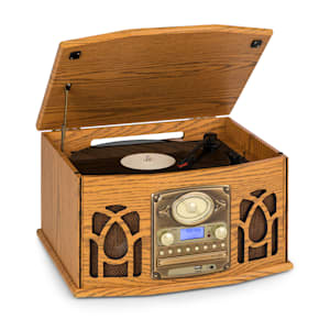 NR-620 DAB equipo de música madera tocadiscos DAB+ reproductor de CD marrón