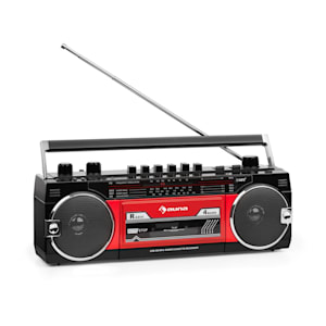 Duke MKII Kassettenrekorder Radio BT USB SD Teleskopantenne schwarz rot